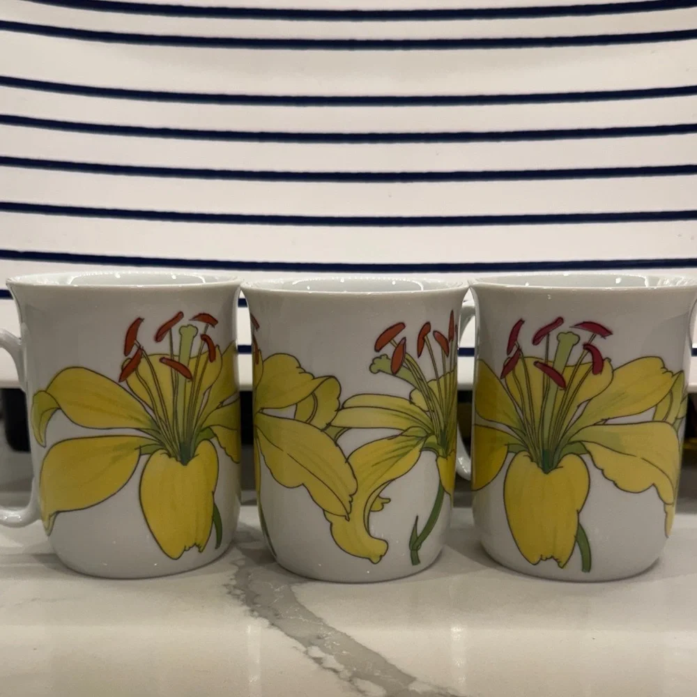 IKEA Yellow Floral Mugs